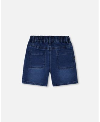 Big Boys French Terry Navy Blue Denim Shorts