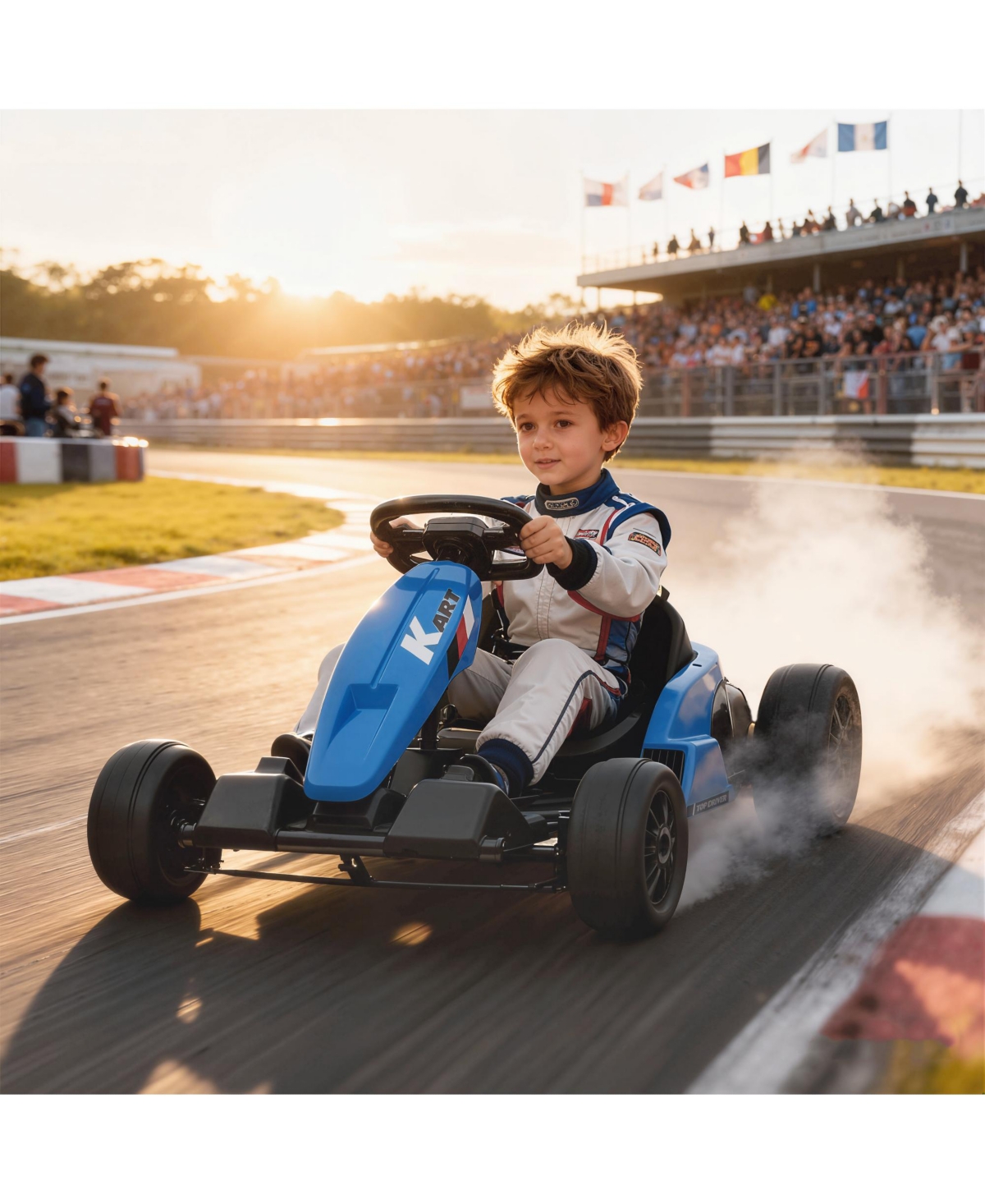 Qaba 24V Electric Go Kart, Kids Drift Kart with Dual 150W Motors,