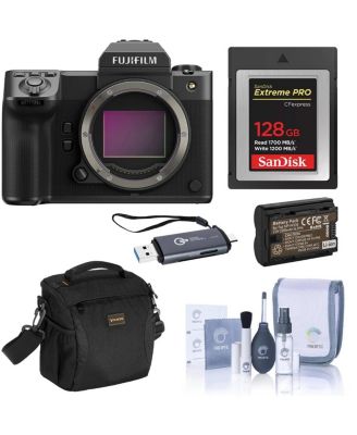 GFX 100 II Medium Format Mirrorless Camera, Bundle with 128GB Type-B Memory Card, NP-W235 Battery, Shoulder Bag, OTG Card Reader and Cleaning