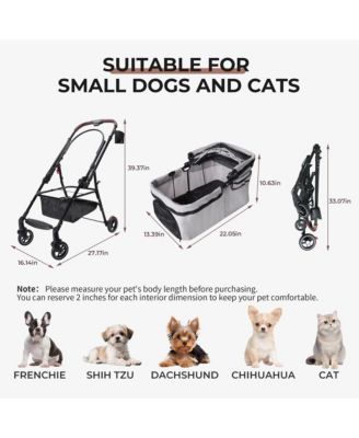 All-Terrain Pet Stroller with 360° Rotating Wheels & Detachable Carrier, 4-Wheel Foldable Travel System with Storage Bag