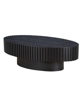 Modern Handcraft Drum Coffee Table - 43.7-Inch Oval Small Coffee Table