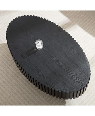 Modern Handcraft Drum Coffee Table - 43.7-Inch Oval Small Coffee Table