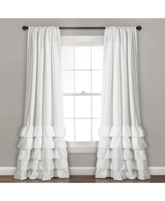 Lush Decor Allison Ruffle Light Filtering Window Curtain Panels, Pair 40"W x 84"L