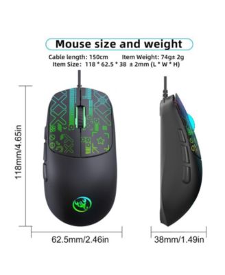 Wired Gaming Mouse, 3600 DPI Adjustable, Matte ABS Ergonomic, 7-Color RGB 6-Button, Plug & Play for PC/Mac/Linux Gamers/Office Workers