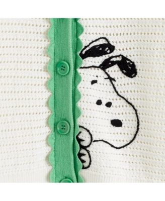 Women's Cotton Snoopy Crochet Peekabo Cardigan