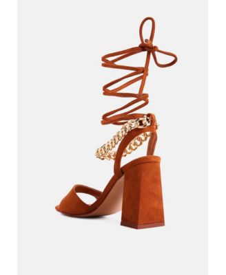 Womens Gone Gurl Metal Chain Lace Up Sandals