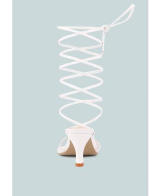 DORITA Womens Kitten Heel Lace Up Sandal