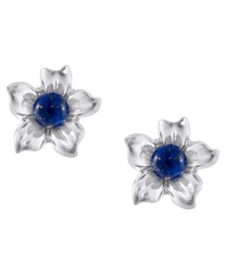 Amethyst (1-3/8 ct. t.w.) Hibiscus Flower Stud Earrings in 10k Yellow Gold (Also Available in Onyx, Lapis, Aquamarine, Rose Quartz)