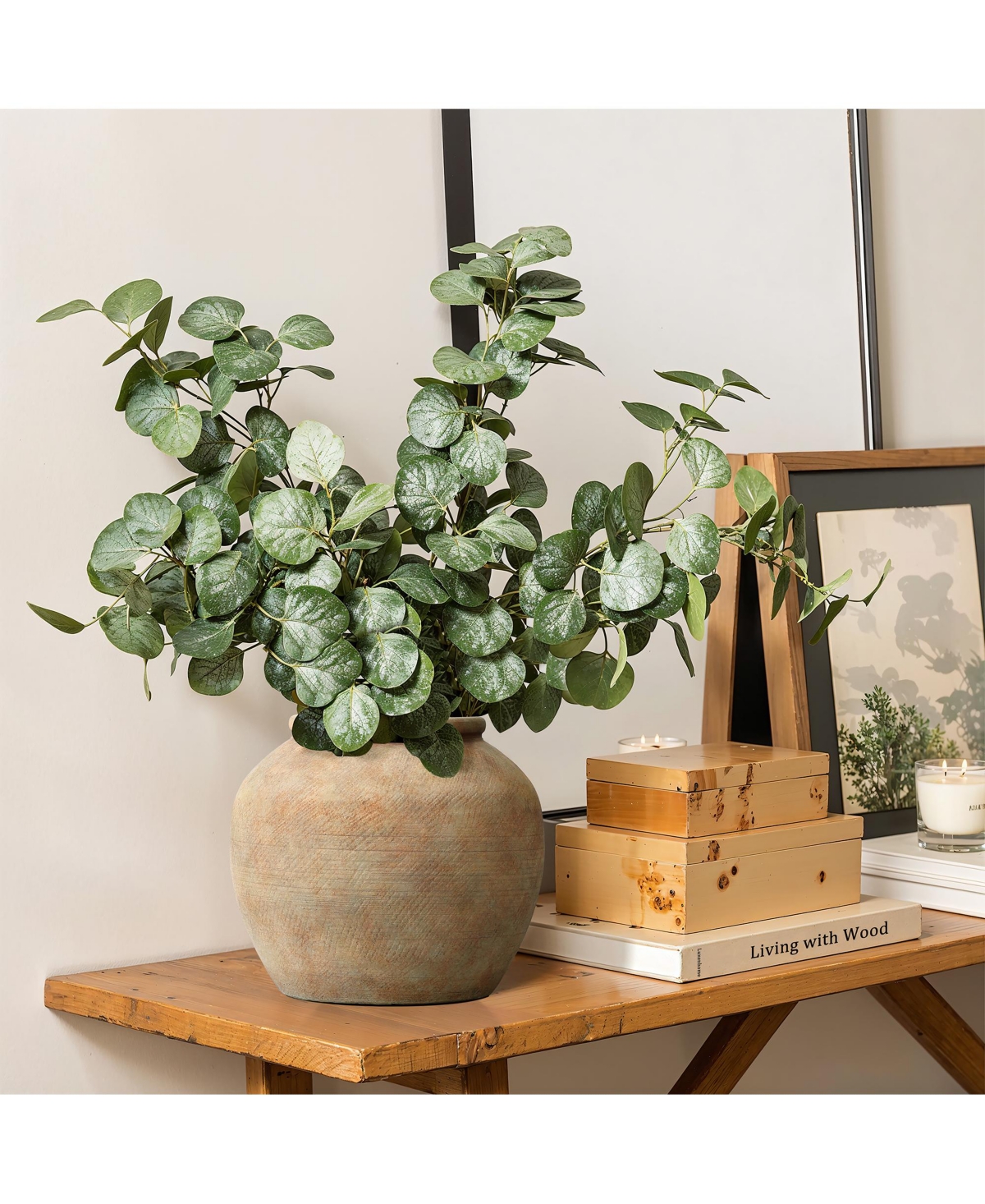 LuxenHome Terracotta 10" Round Vase with Earth Tones, Accent for Farmhouse or Boho Interiors