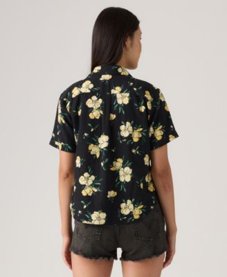 Women's Printed Short-Sleeve Camp Shirt