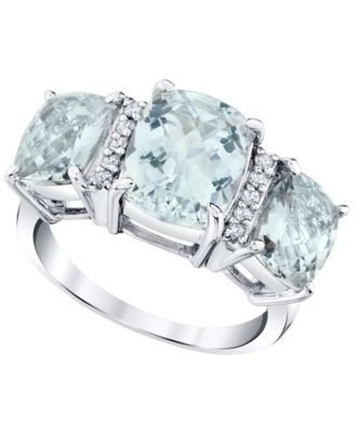 Aquamarine (1-1/10 ct. t.w.) & Diamond (1/5 ct. t.w.) Ring in 14k White Gold