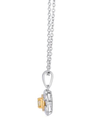 Couture Fancy Yellow Diamond & Vanilla Diamond Pendant Necklace (0.42 ct. t.w.) in Platinum Two-Tone Gold