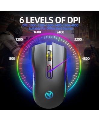 RGB Wireless Gaming Mouse - 6-Speed DPI (Up to 4800), 650mAh Rechargeable, Ergonomic for Gaming/Office, Easy-to-Use for Gamers/Professionals