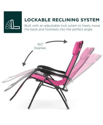 Oversized Zero Gravity Chair, Folding Outdoor Patio Lounge Recliner w/ Cup Holder