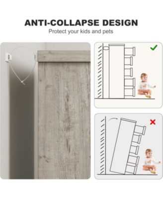 Drawer Dresser for Bedroom, Gray Chest of Drawers with Embedded Handles, Wooden Dresser Organizer for Living Room, Nursery