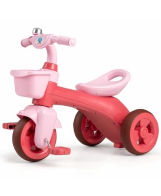 Toddler Tricycle with Limited Steering with Front Baskets and Bell-Pink