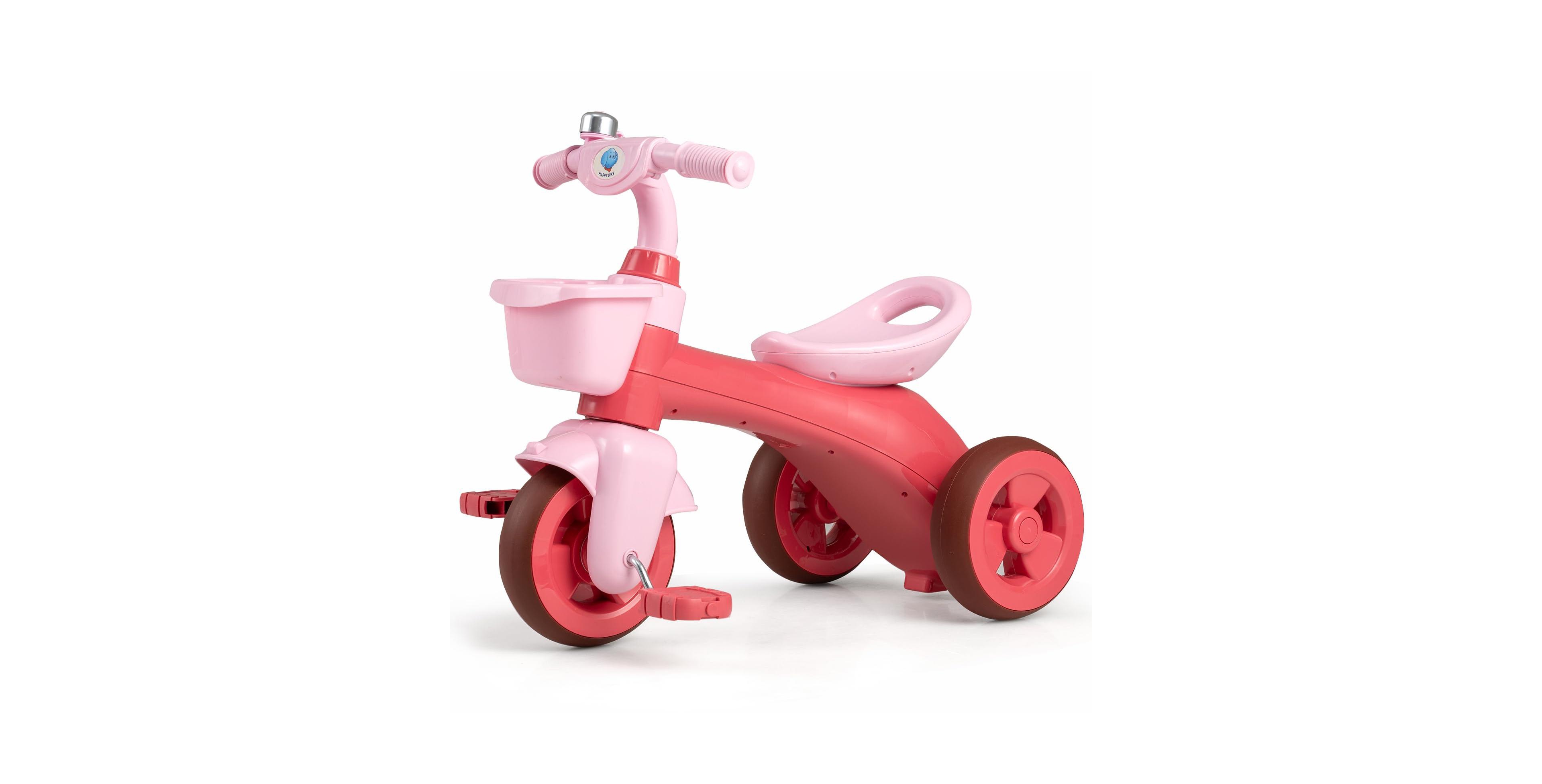 Mecale Toddler Tricycle with Limited Steering, Front Storage Baskets & Bell, Ages 3–5