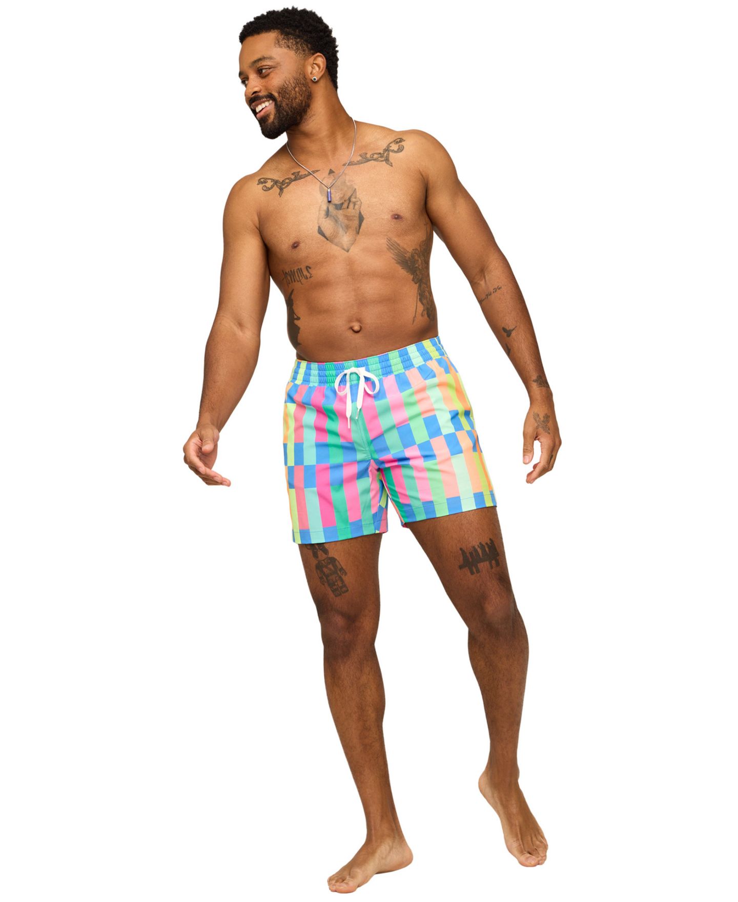 Плавки The Technicolor Stitches 5.5" для мужчин — Chubbies, цвет: Синий / Зелёный — фото 2