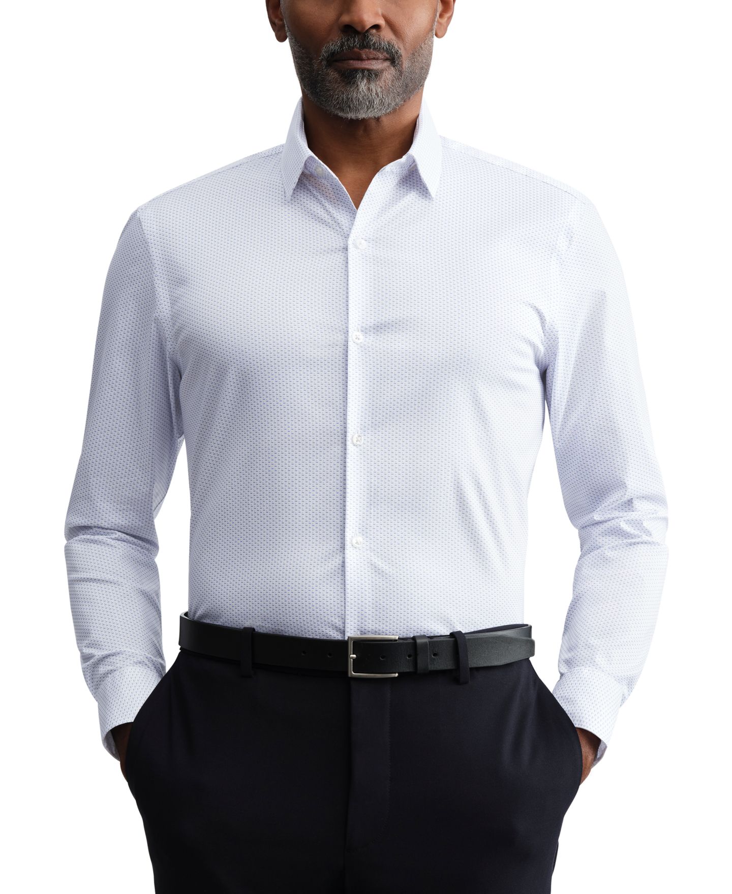 Мужская рубашка Calvin Klein Kinetic Stretch Spread Collar Dress Shirt, цвет: Stream — фото 2