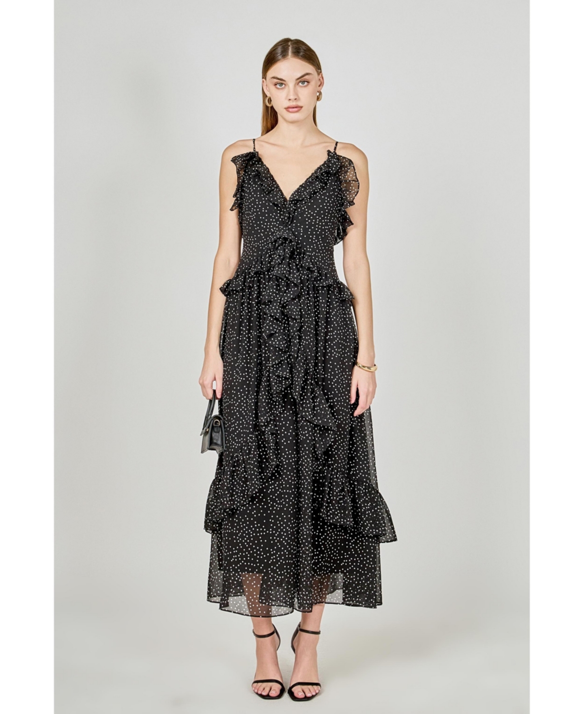 endless rose Women's Polka Dot Ruffle Dress