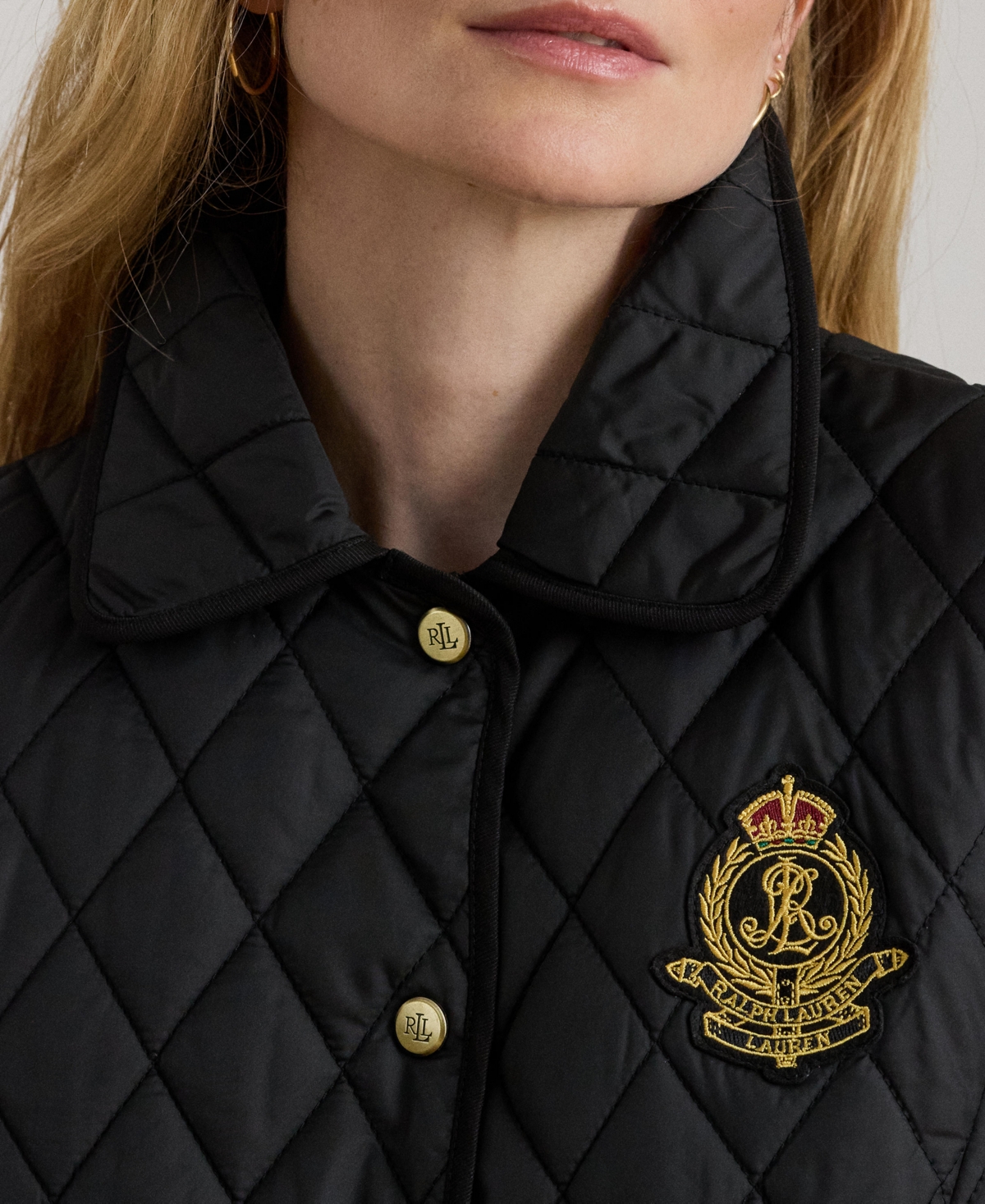 Lauren Ralph Women's Crest Patch Diamond Quilted Vest
