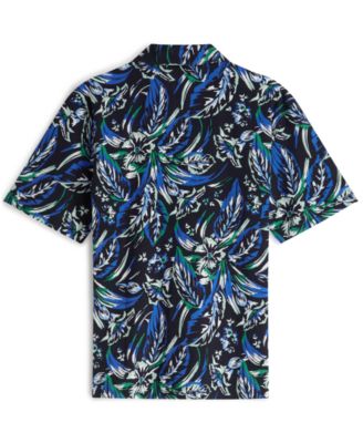 Men's Short-Sleeve Floral Print Woven Shirt