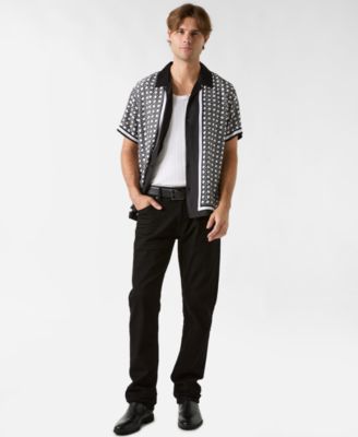 Men's Basketweave Border Short-Sleeve Shirt