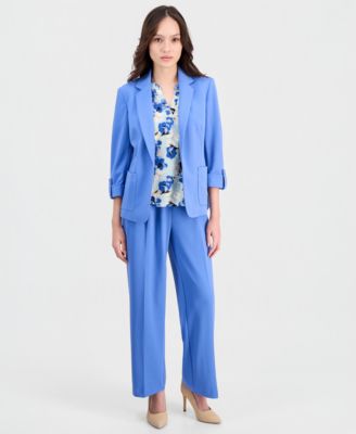 Petite Roll-Tab Patch-Pocket Blazer