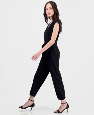 Petite Belted V-Neck Jumpsuit