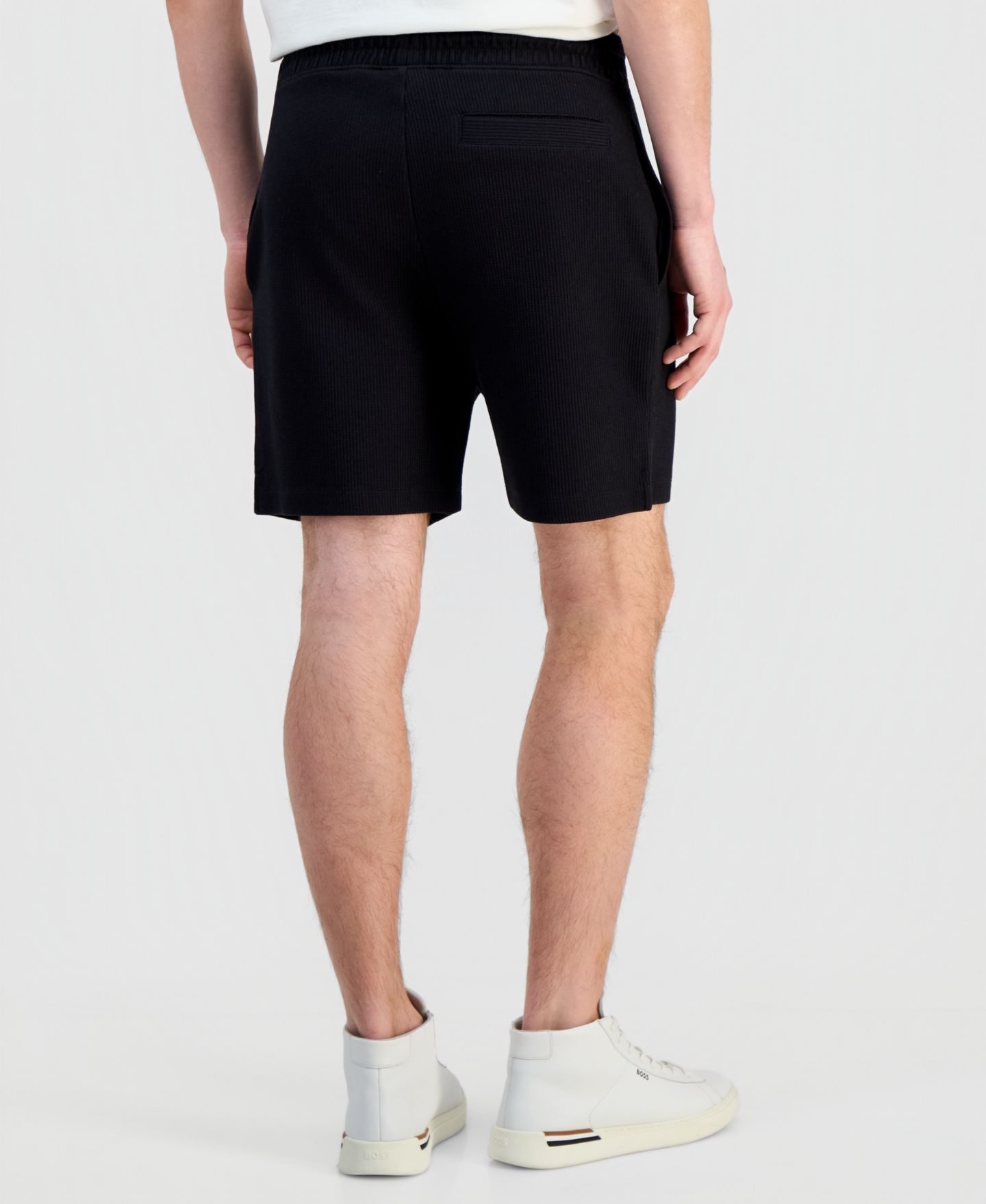 Мужские шорты Hugo Boss Waffle Jersey 7.9" Drawstring, цвет: Чёрный — фото 3