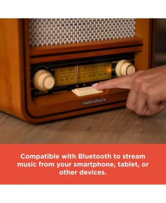 Retro AM/FM Radio, Vintage and Classic Wood Style, Bluetooth, Dual 5W Speakers – 4001796