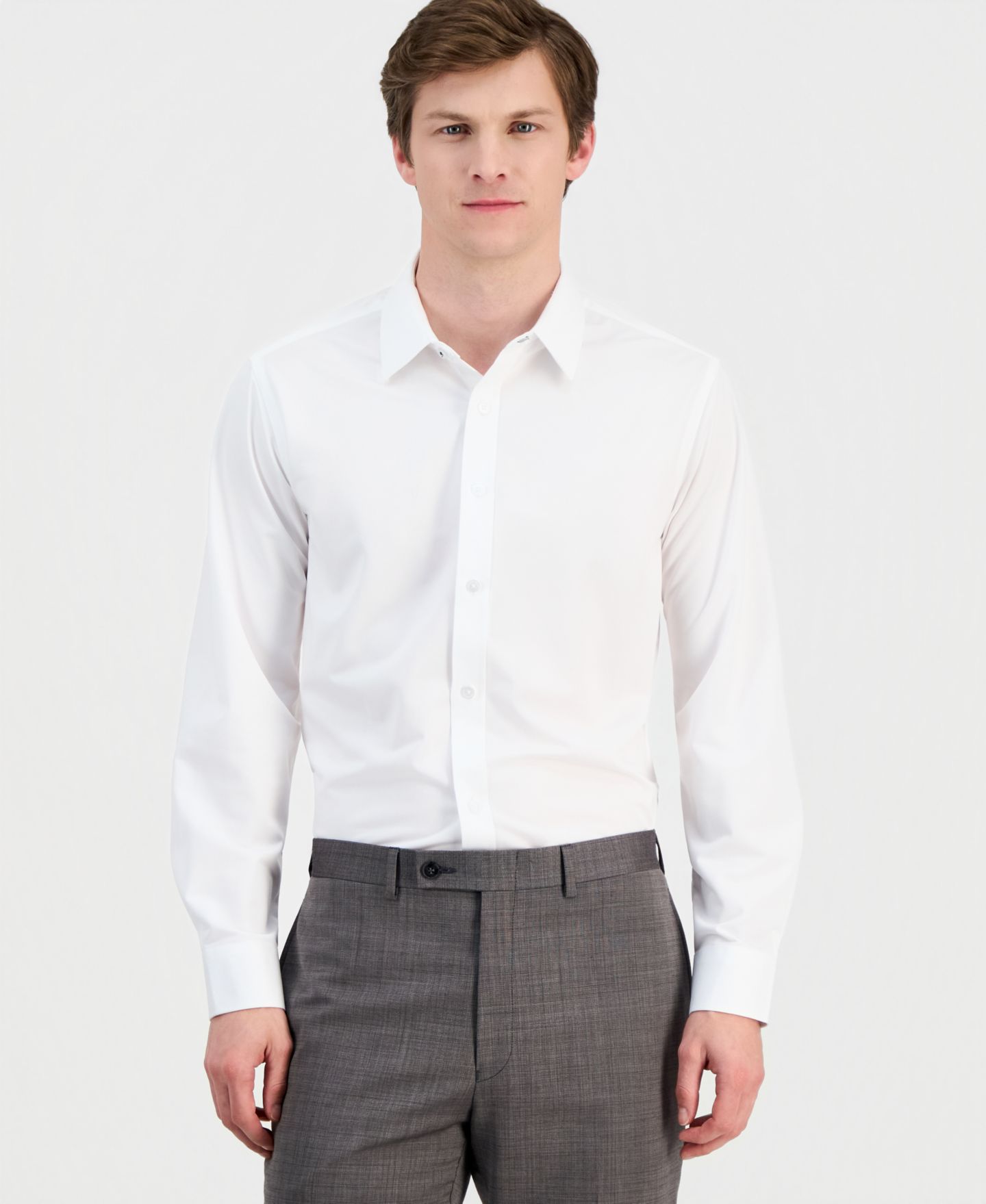 Мужская рубашка Dylan Park Slim-Fit Performance Four-Way Stretch Dress Shirt, цвет: Белый — фото 1