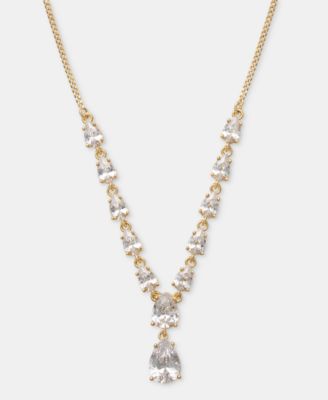 Cubic Zirconia Lariat Necklace, 16" + 3" extender