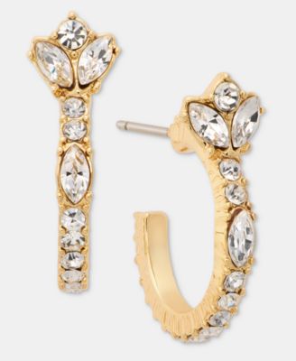 Small Crystal C-Hoop Earrings, 0.8" 