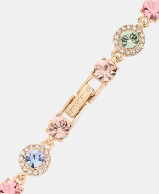 Gold-Tone Boxed Blue Pav&eacute; Halo Bracelet And Earring Set