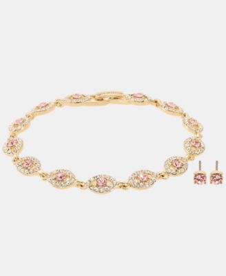 2-Pc. Set Stone & Crystal Link Bracelet & Crystal Stud Earrings
