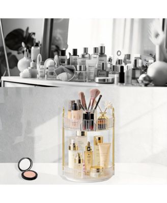 360&deg; Rotating 2-Tier Makeup Organizer for Vanity