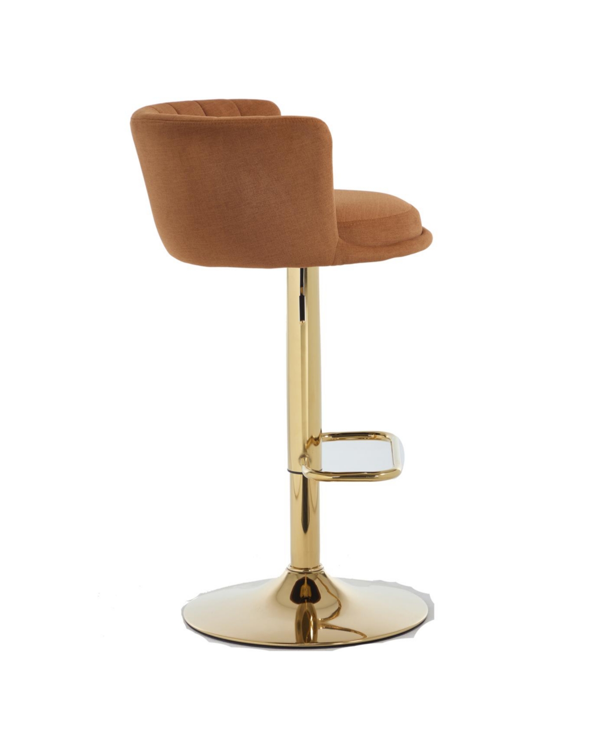 Streamdale Furniture Set of 2 Orange Velvet Swivel Bar Stools with Chrome Footrest