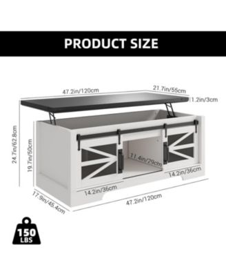Lift Top Coffee Table, Coffee Table with Storage Shelf/Hidden Compartment, Lift Tabletop Dining Center Table for Home Living Room Office