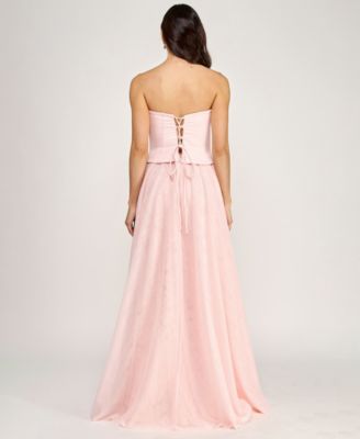 Juniors' Strapless Corset Top Long Gown