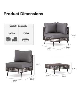 7 Piece PE Wicker Rattan All Weather Cushion Patio Sectional Sofa Set