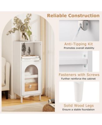 Wood Bathroom Floor Storage Cabinet Organizer with Adjustable Shelf