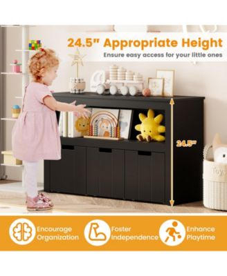 Kids Toy Storage Cabinet with Wheels and Cube Shelves