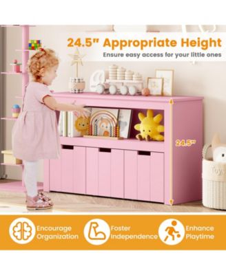 Kids Toy Storage Cabinet with Wheels and Cube Shelves