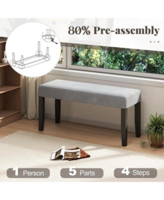 Bedroom Upholstered Bench with Cushioned Seat and Wood Legs