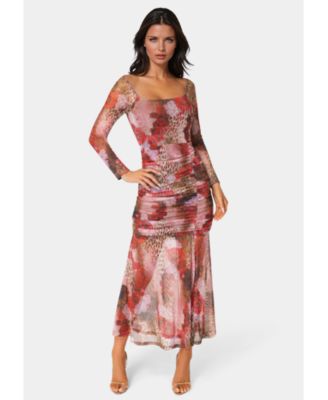 Women's Mesh Open Back Midi Dress