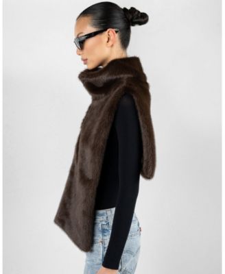 Women's Faux Fur Mock neck Vest