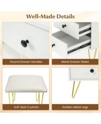 Modern Dressing Table with Storage Cabinet, Vanity Makeup Desk