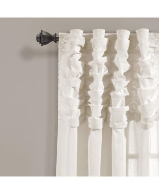 Ruched Waterfall Linen Textured Window Curtain Panel Single 52"W x 84"L Off White - Cream Curtains For Bedroom - Living Room Curtains