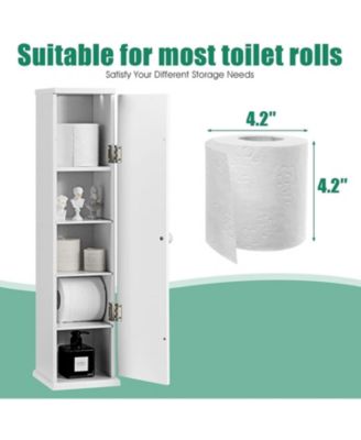Freestanding Toilet Paper Holder Stand with 4 Shelves and Top Slot